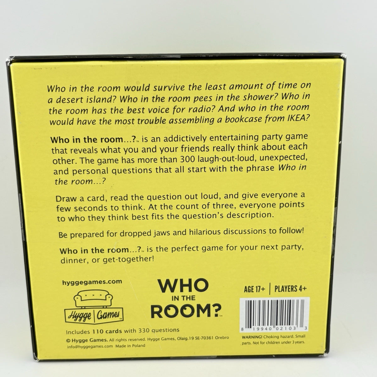 Who in the Room? Party Game by Hygge Games Friends 17+ Game Complete VGC