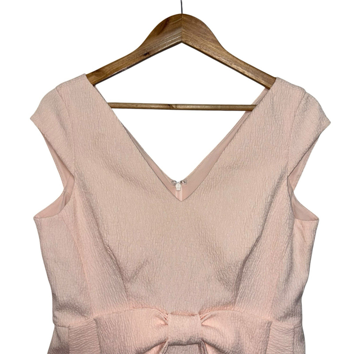Coast Women's Size UK 14 Sleeveless Dress Pale Pink Bow Detail Zip Occasions VGC