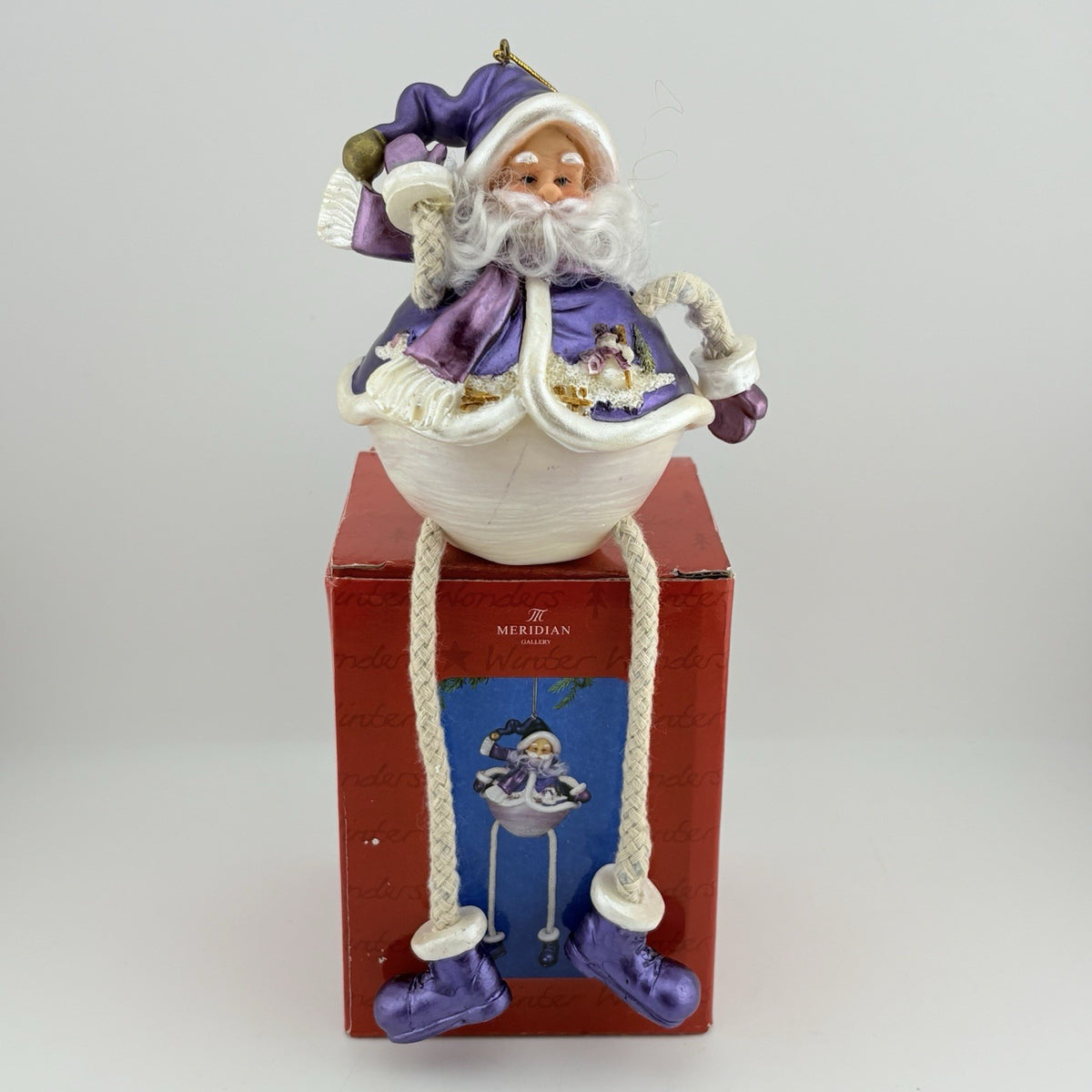 Salco Meridian Collection Hanging Christmas Ornament Purple Santa Claus VGC
