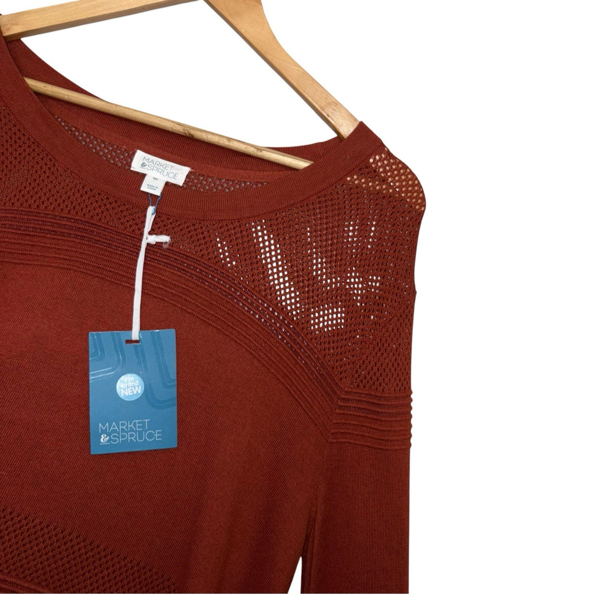 Market & Spruce Size 2XL Jumper Pullover Long Sleeve "Rowan" Rust Red New