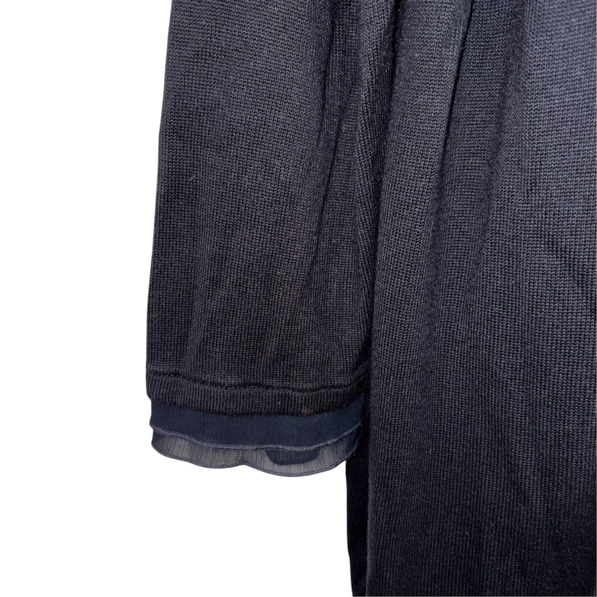 Per Una Size UK 22 Longline Cardigan Navy Blue Open Knit Fabric Trim VGC