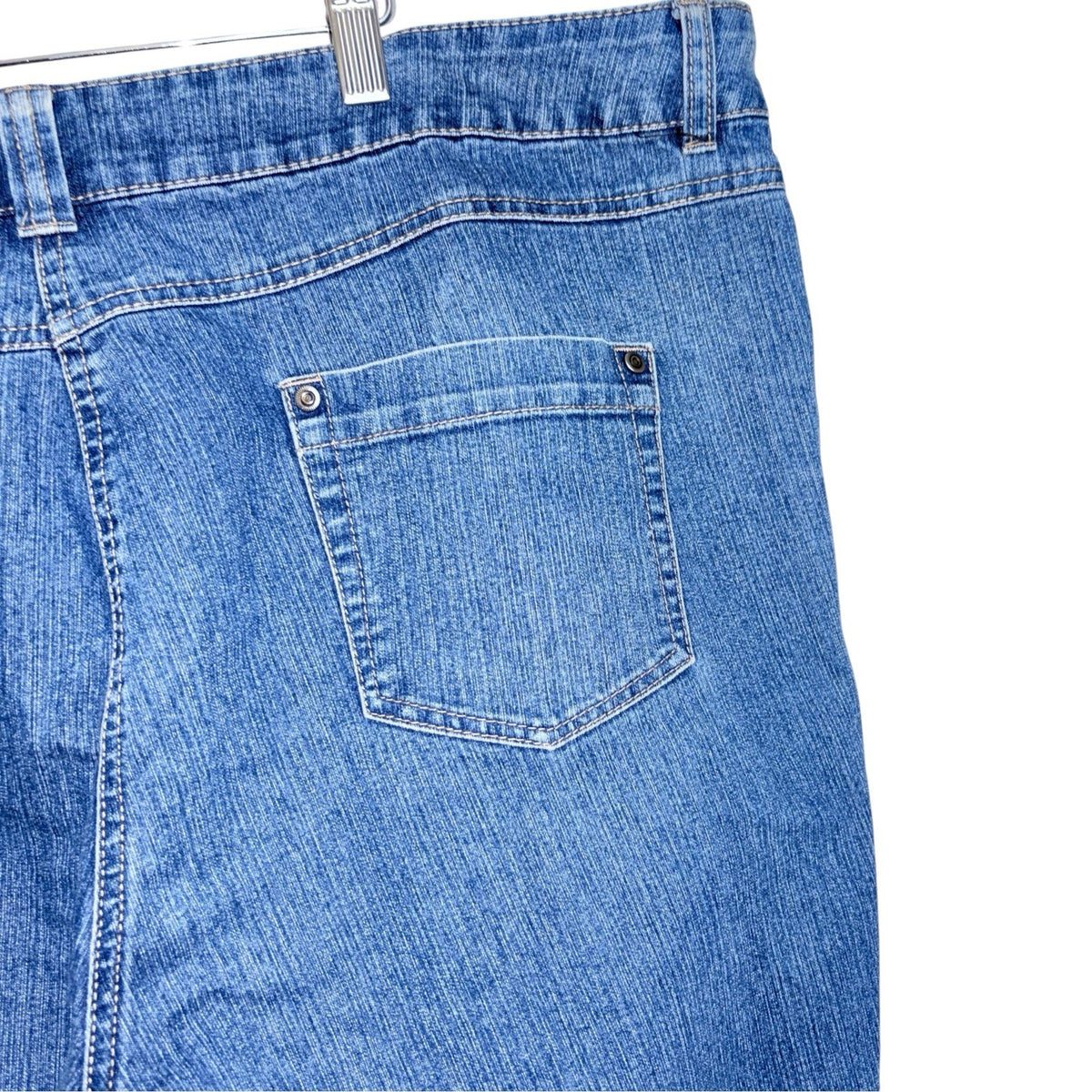 Debenhams Women's Size UK 22 Cropped Denim Jeans Mid Blue Zip Fly Plus Size VGC