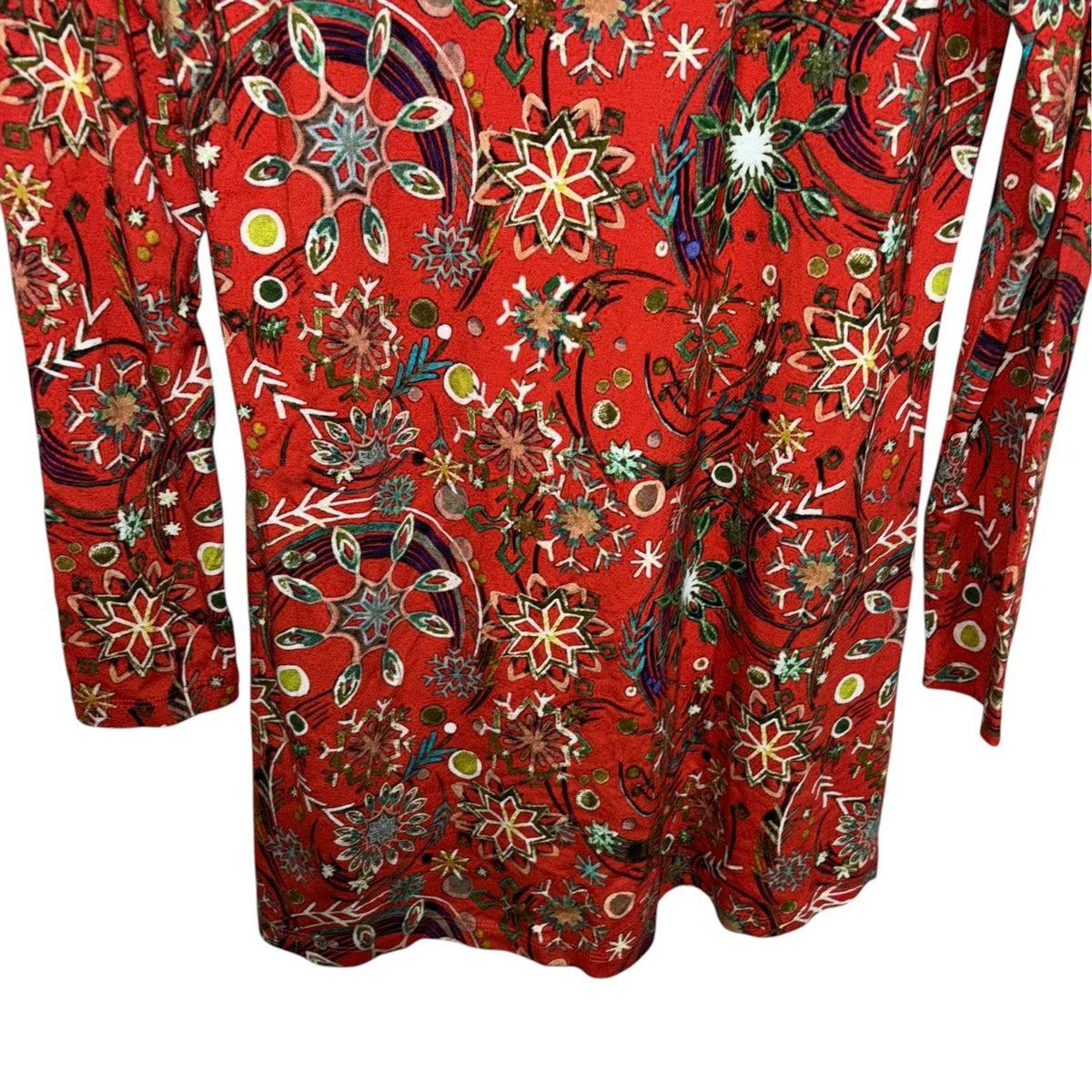 Joe Browns Size UK 14 Tunic Dress Long Sleeve Red Christmas Print Festive VGC
