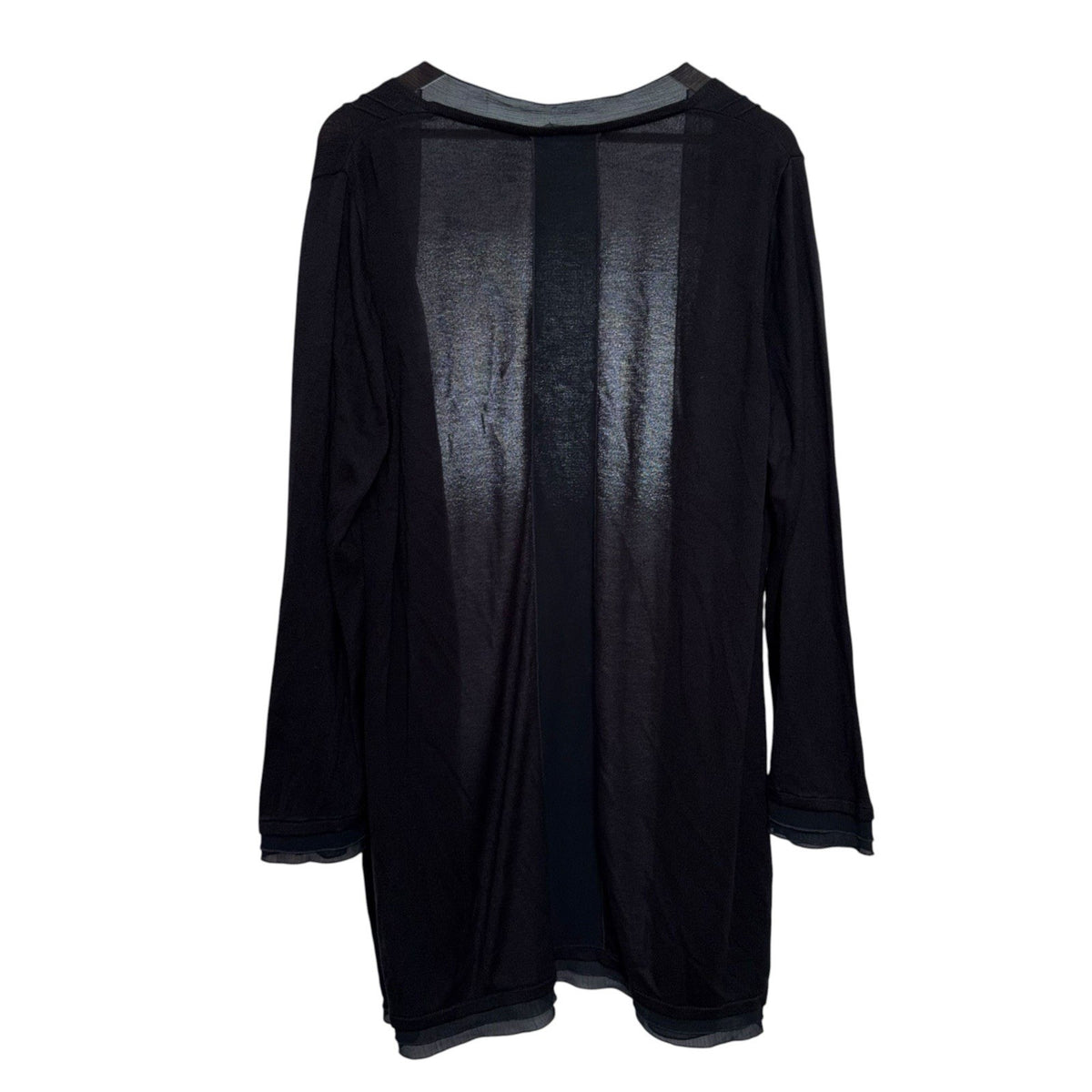 Per Una Size UK 22 Longline Cardigan Navy Blue Open Knit Fabric Trim VGC