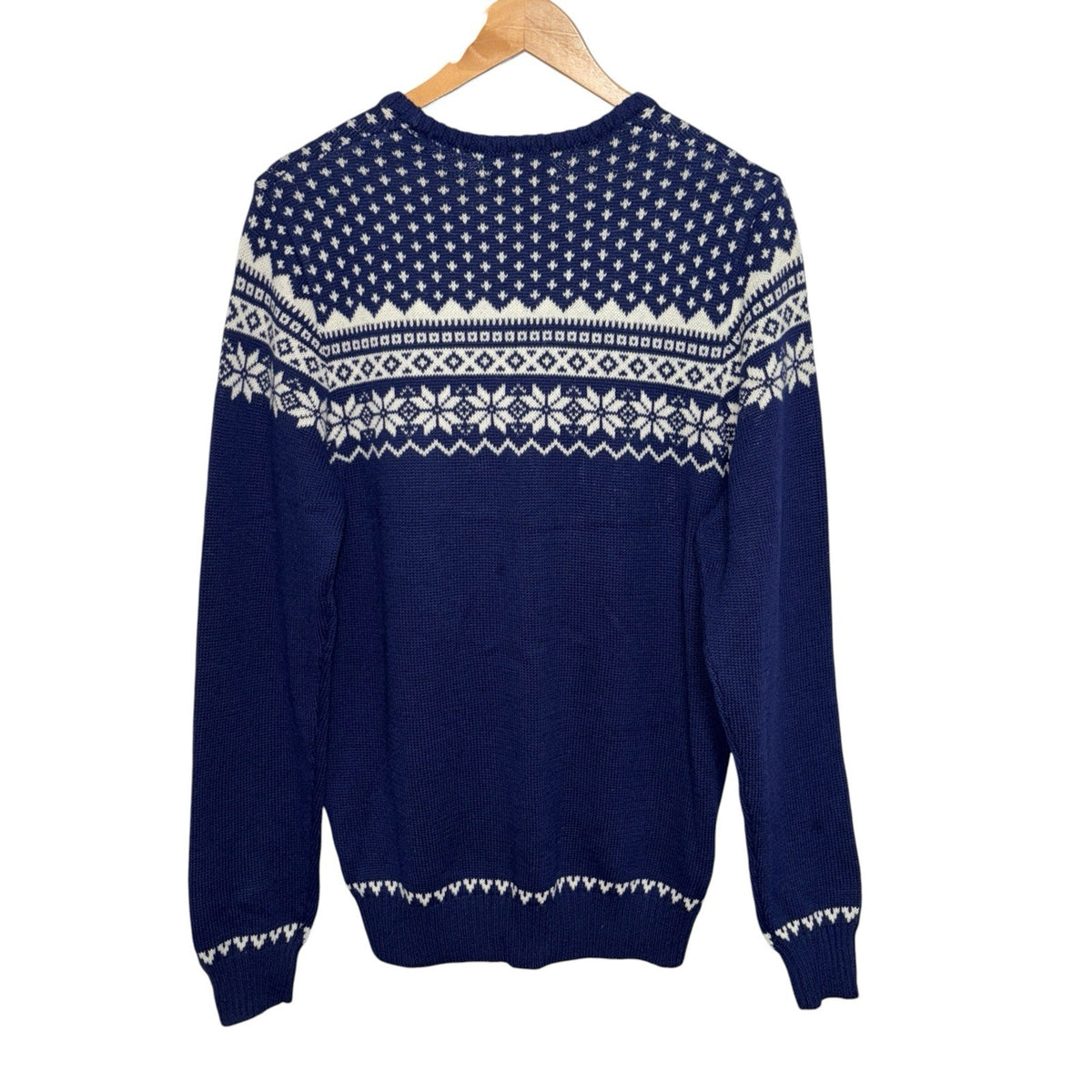 Samuel Windsor Size 2XL Navy Blue Fair Isle Patterned Knit Jumper Wool Blend New