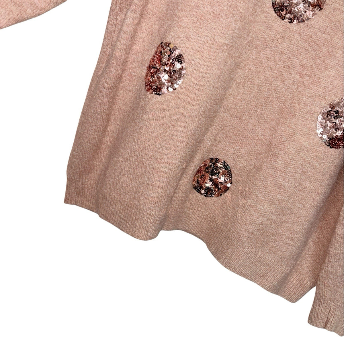 TU Women's Size UK 20 Long Sleeve Pullover Jumper Pink Knit Sequins Sparkle Xmas