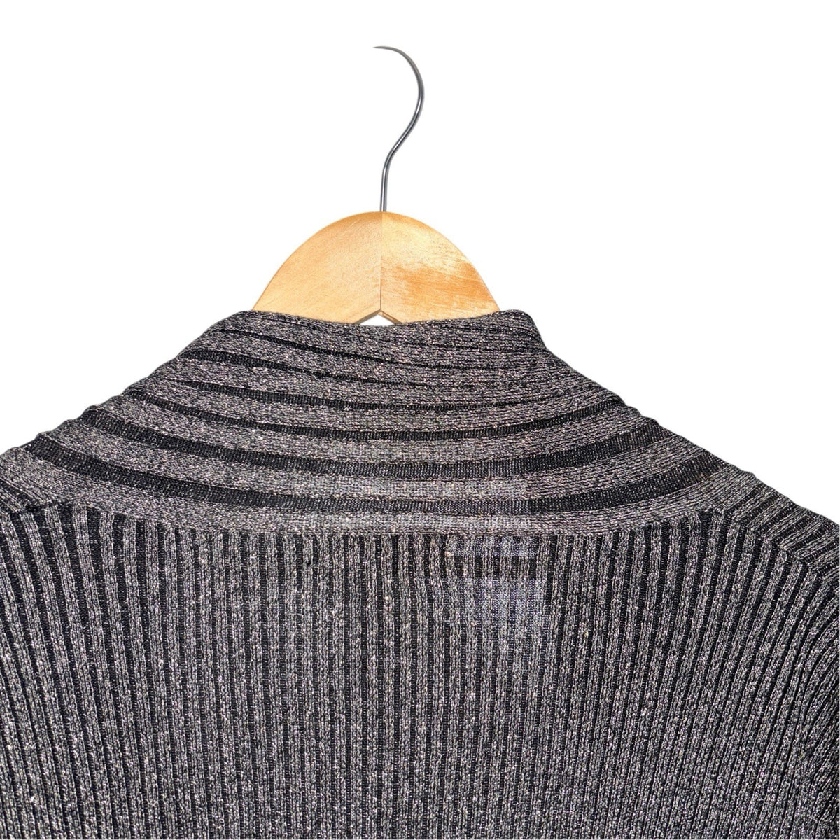 Kaleidoscope Size UK 16 Cable-Knit Open Front Cardigan Black Bronze Sparkle Xmas