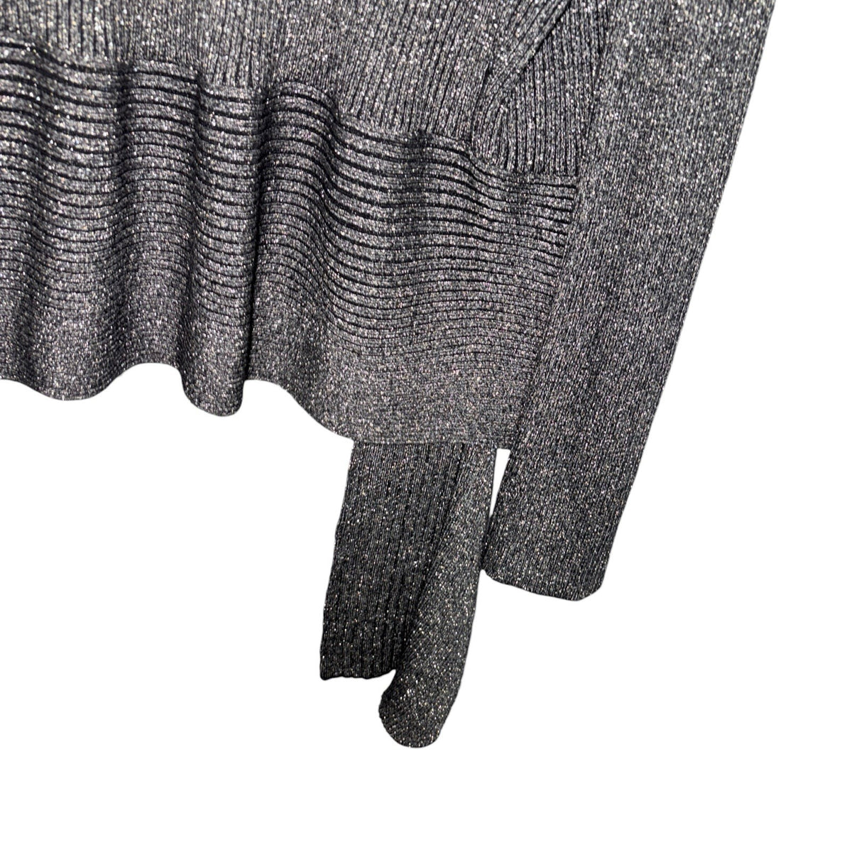 Kaleidoscope Size UK 16 Cable-Knit Open Front Cardigan Black Bronze Sparkle Xmas