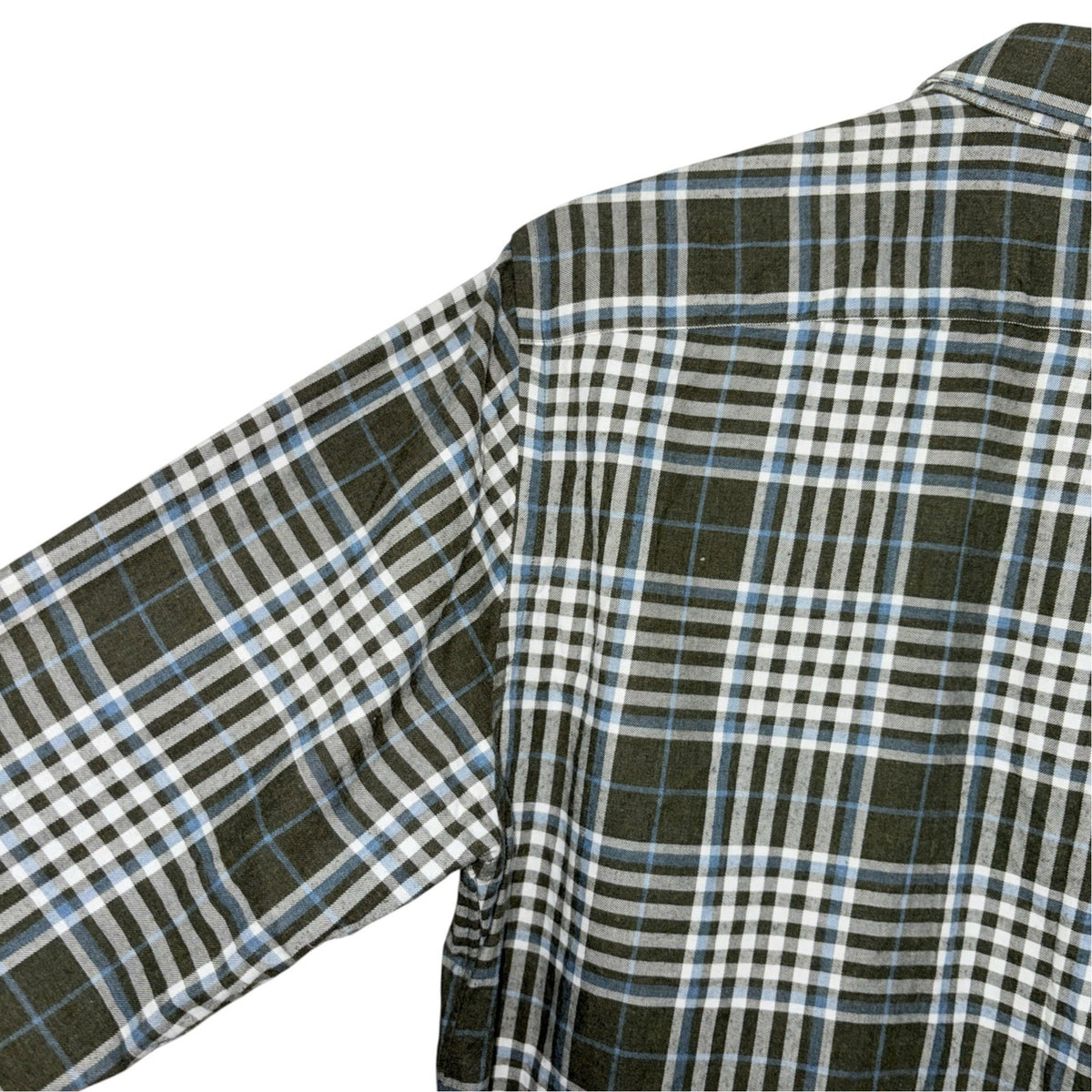 Banana Republic Men's Size Med Tailored Slim Fit Plaid Shirt Green White Blue