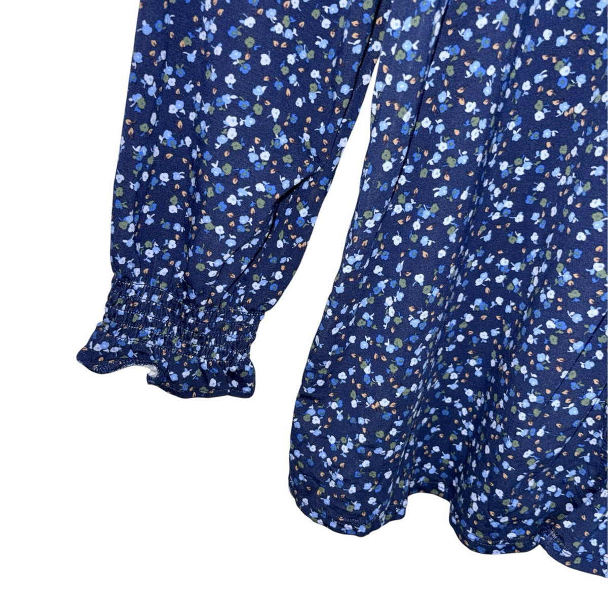 BNWT Lands’ End Women's Med Blouse Top Blue Multi Ditsy Floral Button Up New