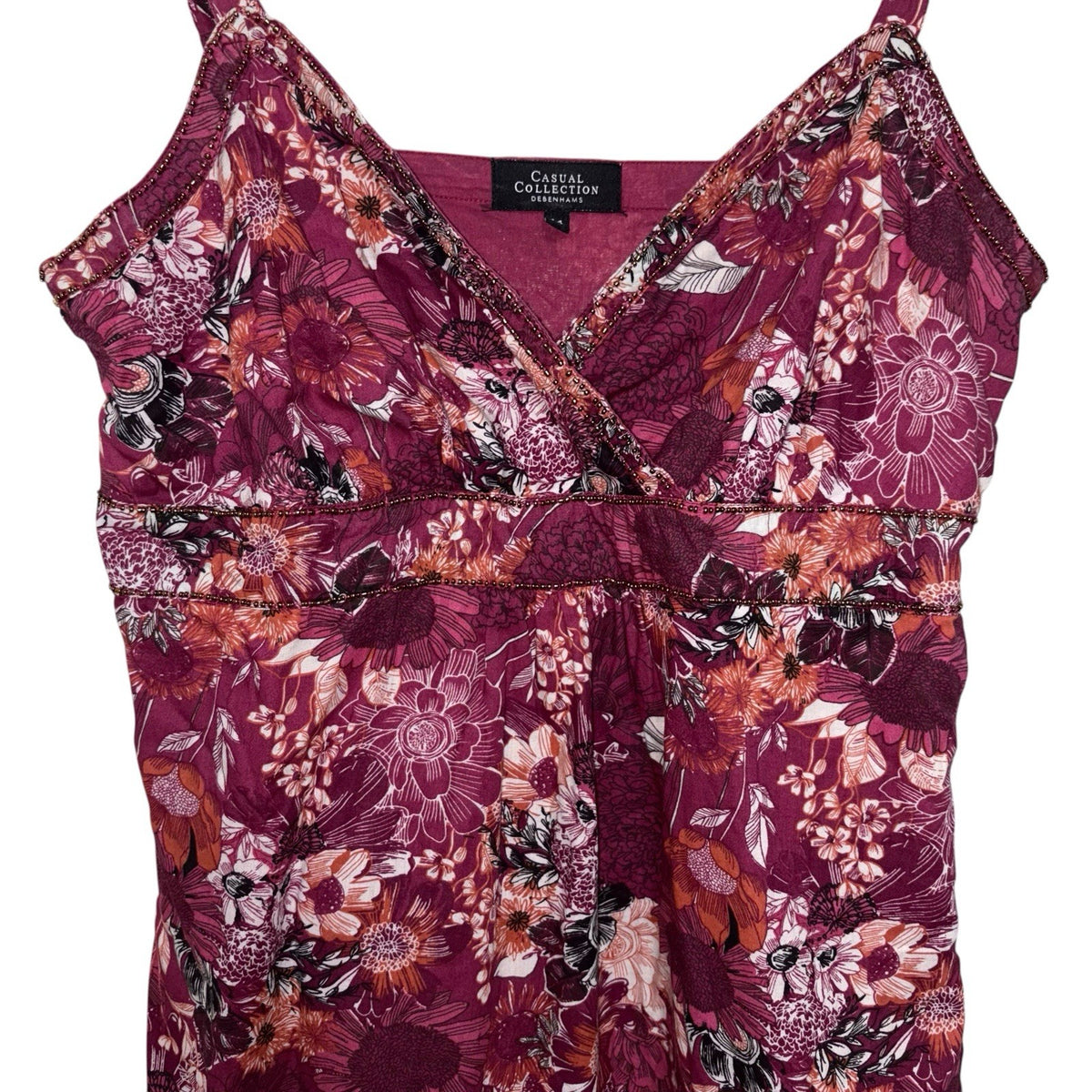Debenhams Casual Women's Size UK 14 Sleeveless Summer Dress Purple Floral VGC