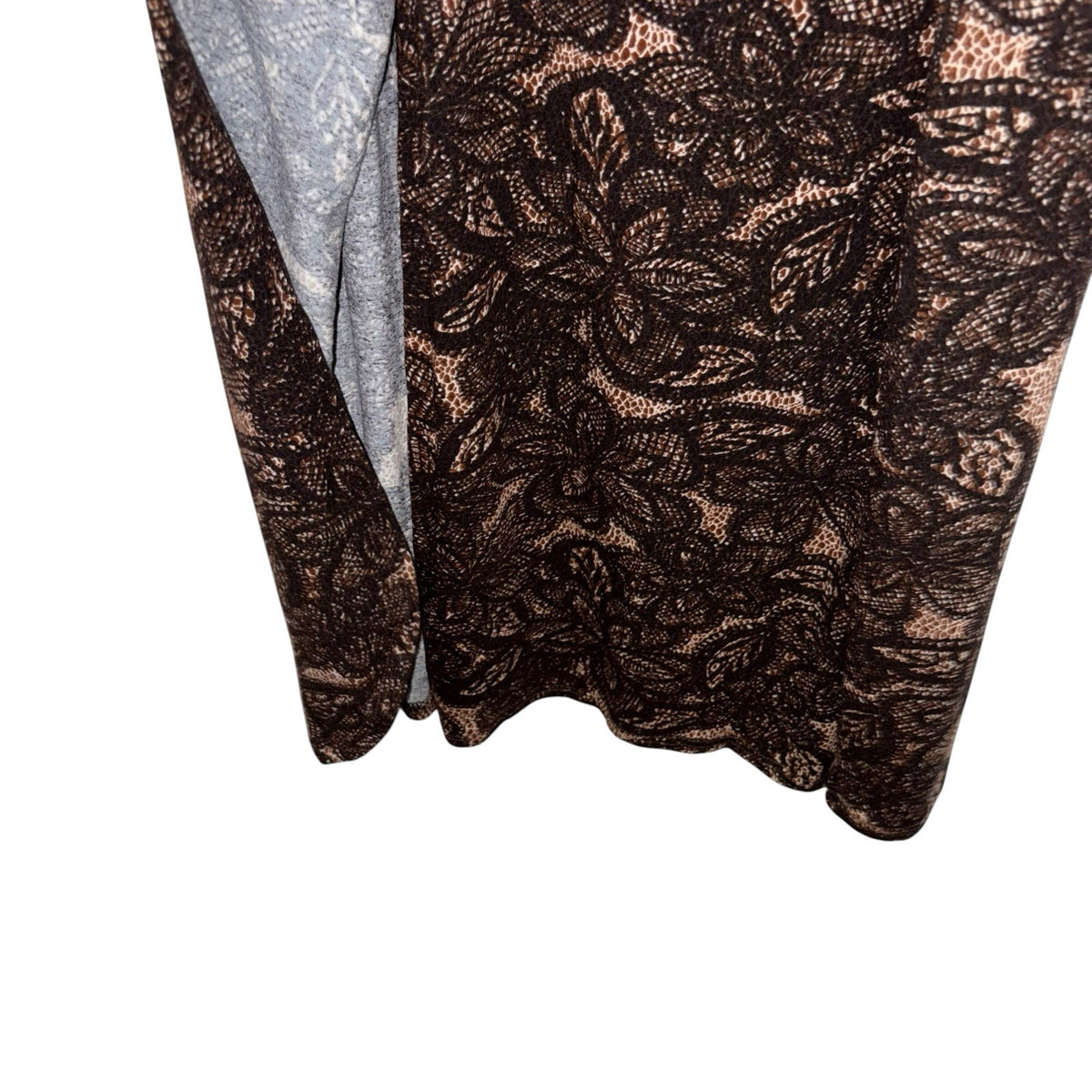 EAST Women's Size UK 16 3/4 Sleeve Wrap Midi Dress Brown Floral Autumnal VGC