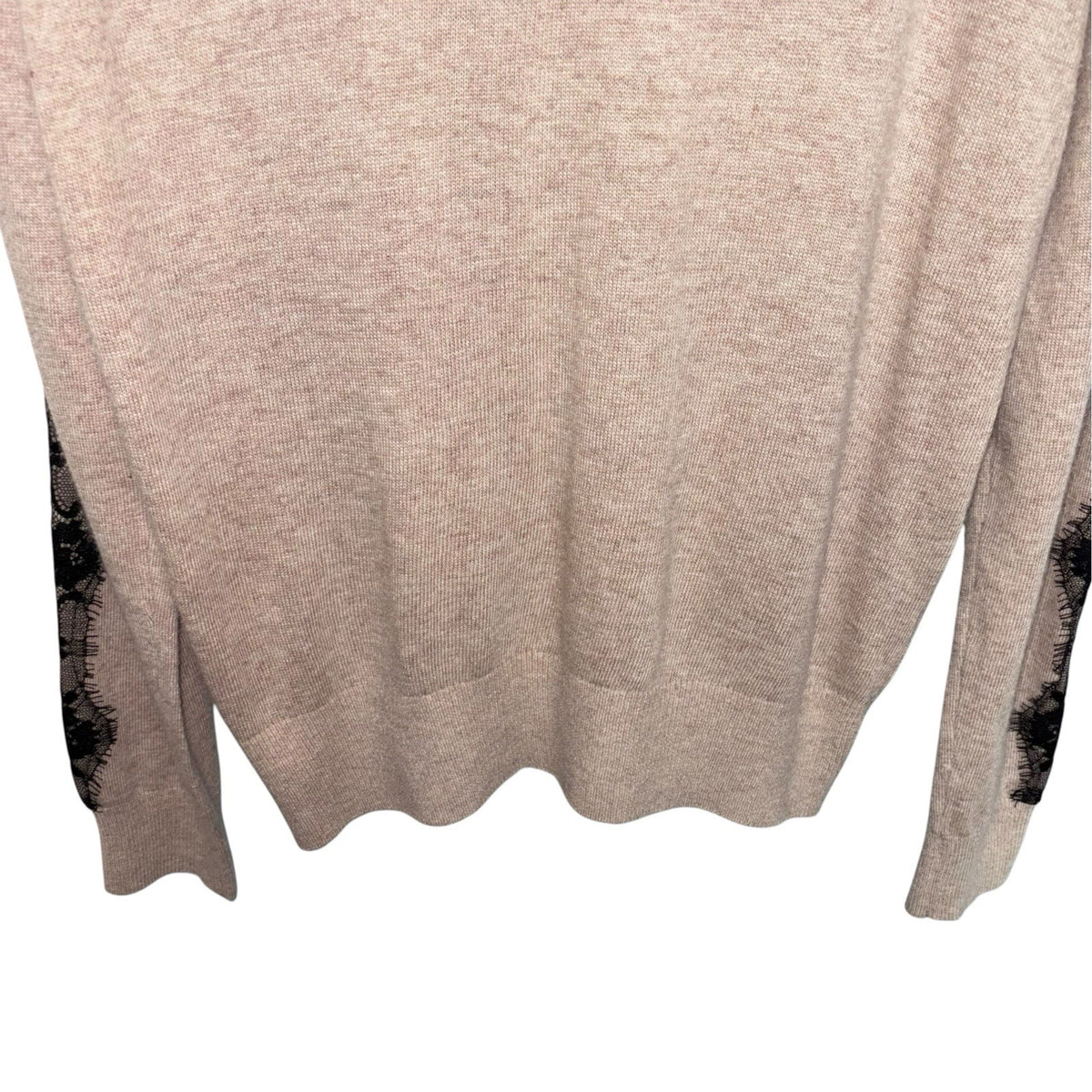 Monsoon Size UK 16 Angora Wool Blend Cardigan Beige Black Lace Trim Button Up