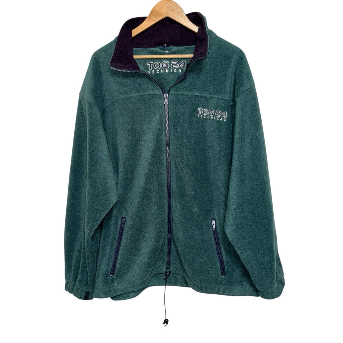 Tog 24 Men's Size XL Technical Fleece Full Zip Forest Green Pockets Drawstring