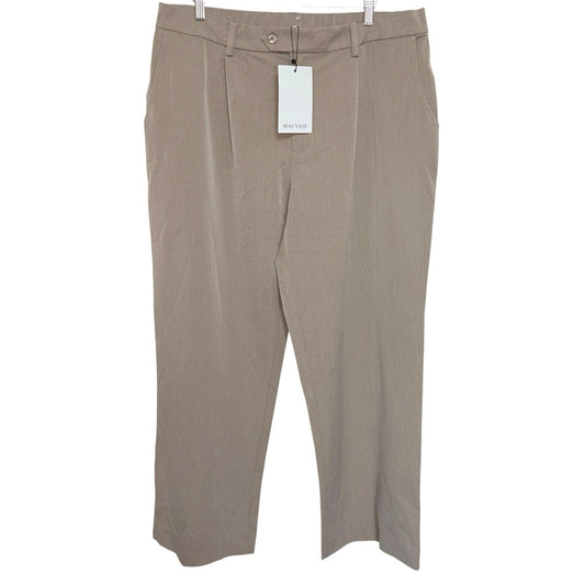 Mauvais Men's Size W36 Beige Taupe Tailored Trousers Relaxed Fit Pleated New