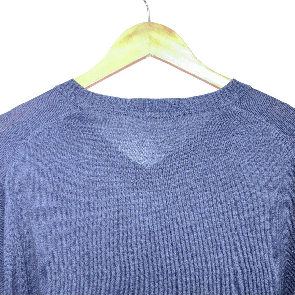 Jaeger Size Medium Vintage Jumper Long Sleeve Navy Blue Cotton V Neck VGC