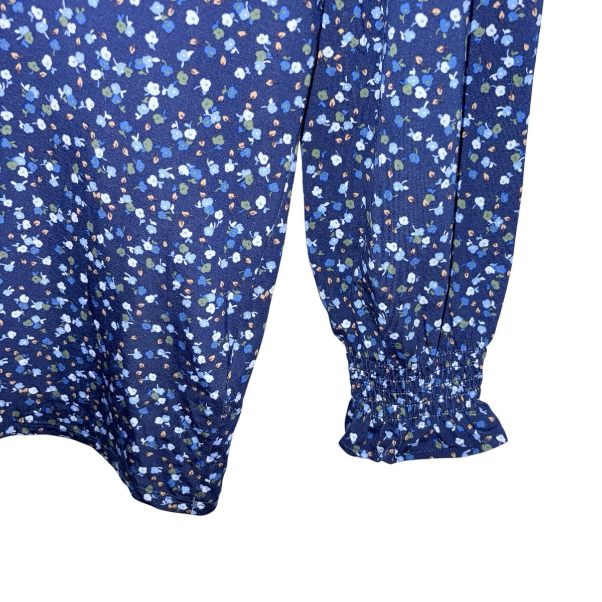 BNWT Lands’ End Women's Med Blouse Top Blue Multi Ditsy Floral Button Up New