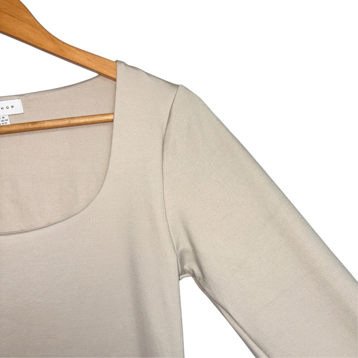 Topshop Women's Size Medium Long Sleeved Bodysuit Beige Cream Used VGC