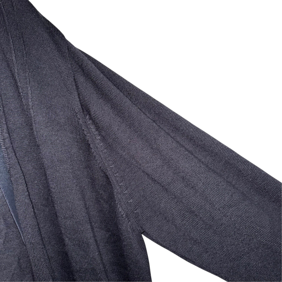 Per Una Size UK 22 Longline Cardigan Navy Blue Open Knit Fabric Trim VGC