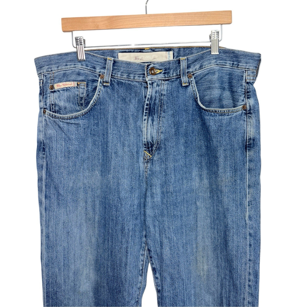 Ben Sherman Men's W36 L34 Loose Fit Blue Jeans Wide-Leg 100% Cotton Denim