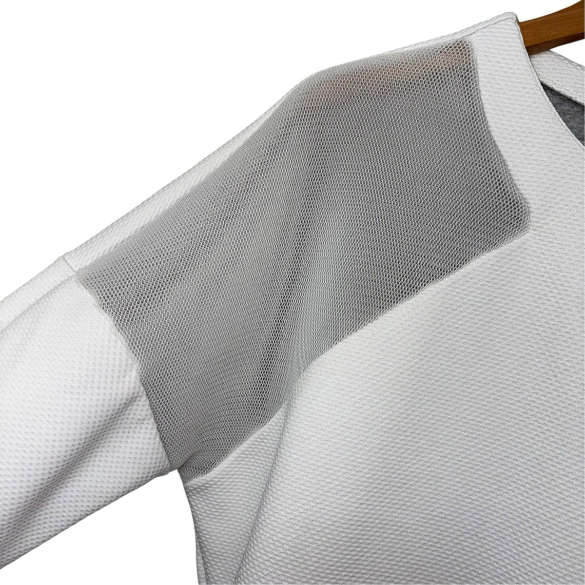 Benetton Size UK 16 Jumper Top Long Sleeve White Grey Rear Zip Futuristic VGC
