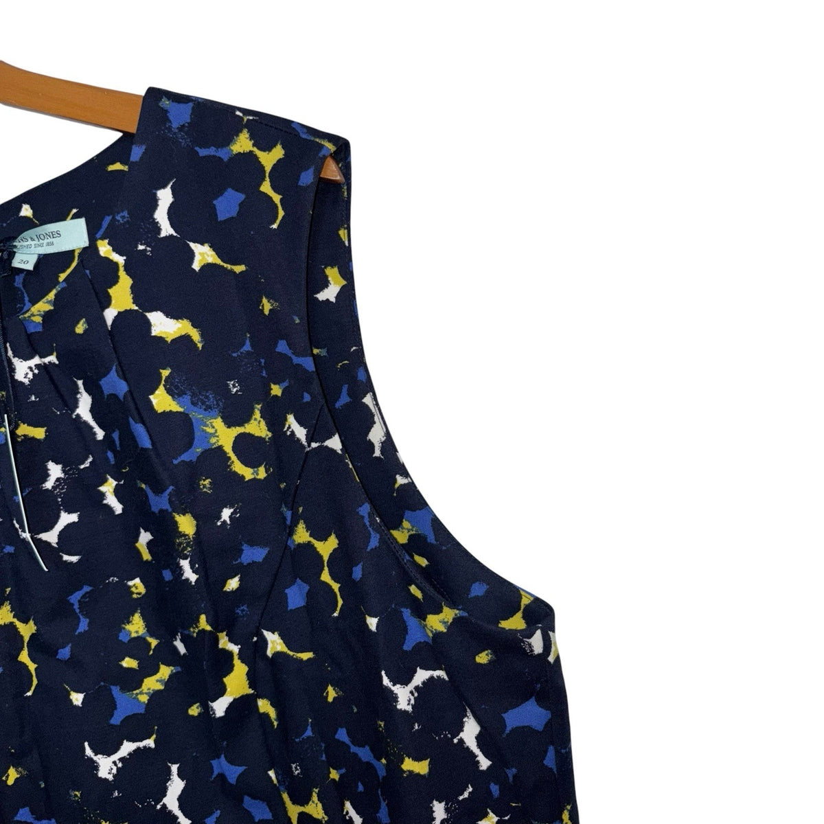 BNWT Dickins & Jones Women's Size UK 20 Sleeveless Dress Navy Multi Pattern