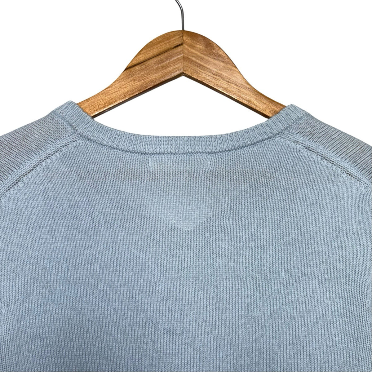 Woolovers Size Medium Lambswool Jumper Baby Blue Long Sleeve V Neck VGC