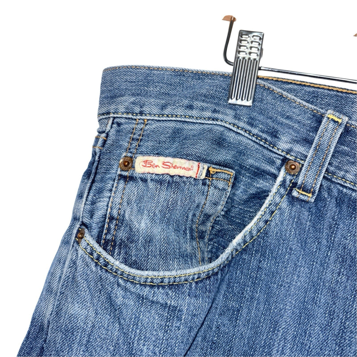 Ben Sherman Men's W36 L34 Loose Fit Blue Jeans Wide-Leg 100% Cotton Denim