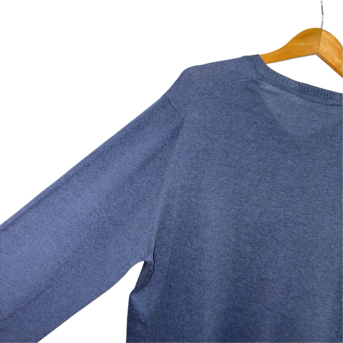 Jaeger Size Medium Vintage Jumper Long Sleeve Navy Blue Cotton V Neck VGC