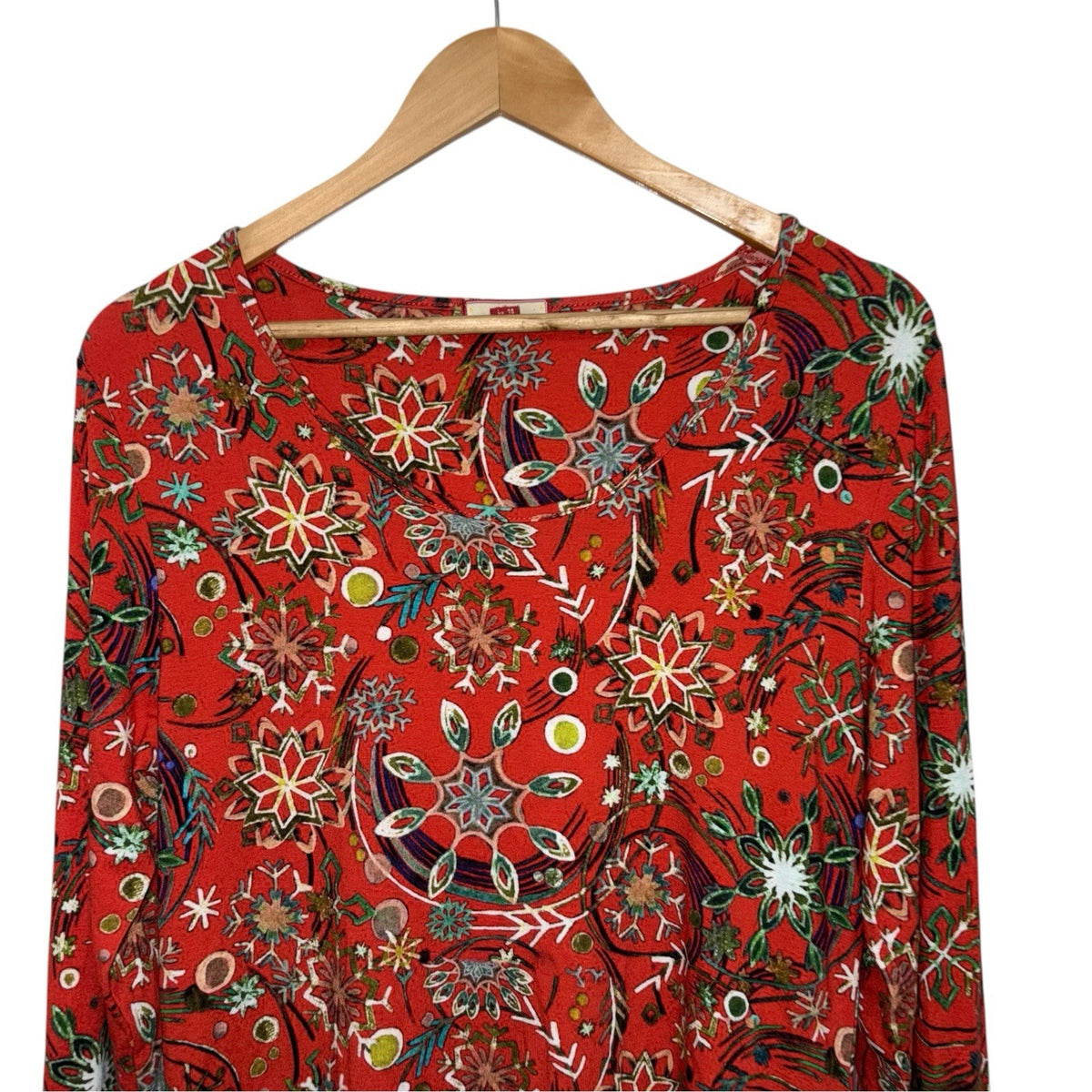 Joe Browns Size UK 14 Tunic Dress Long Sleeve Red Christmas Print Festive VGC