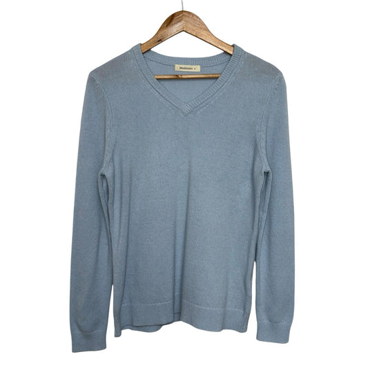 Woolovers Size Medium Lambswool Jumper Baby Blue Long Sleeve V Neck VGC