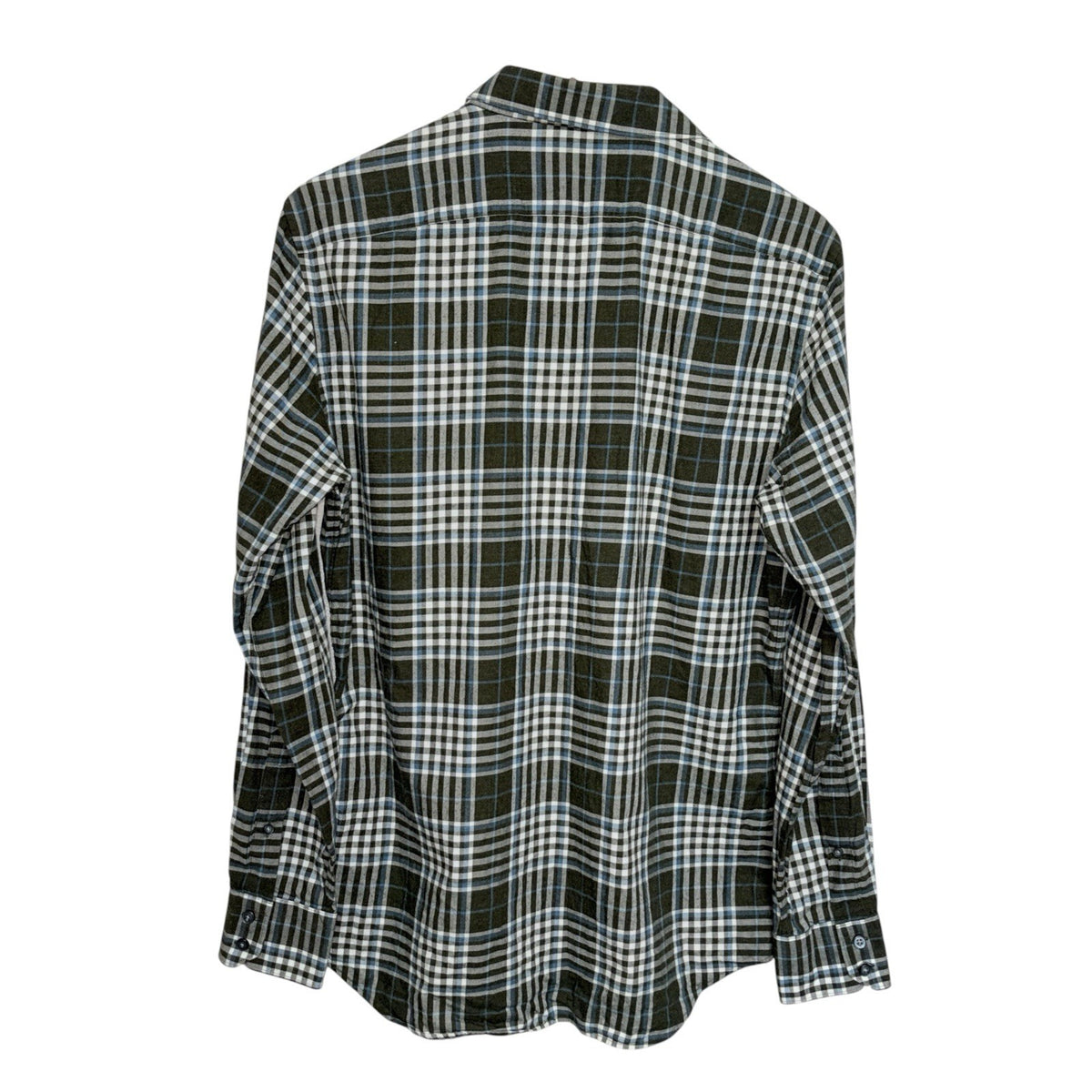 Banana Republic Men's Size Med Tailored Slim Fit Plaid Shirt Green White Blue