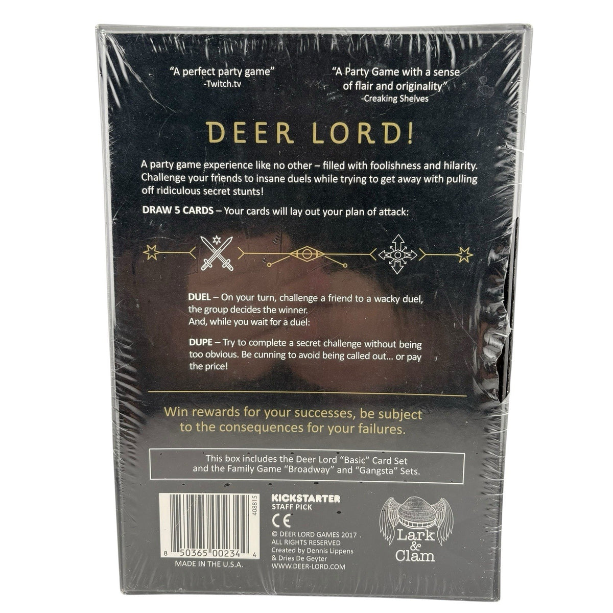 Deer Lord! Party Card Game Kick Starter Lark & Clam New Sealed Game