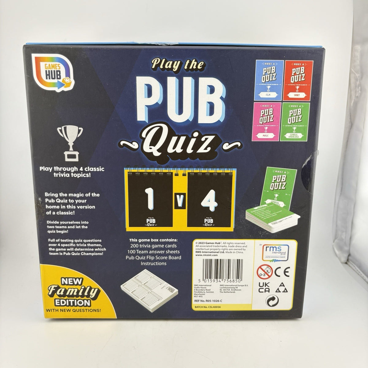 Games Hub Play The Pub Quiz Family Edition Board Game New Open Box