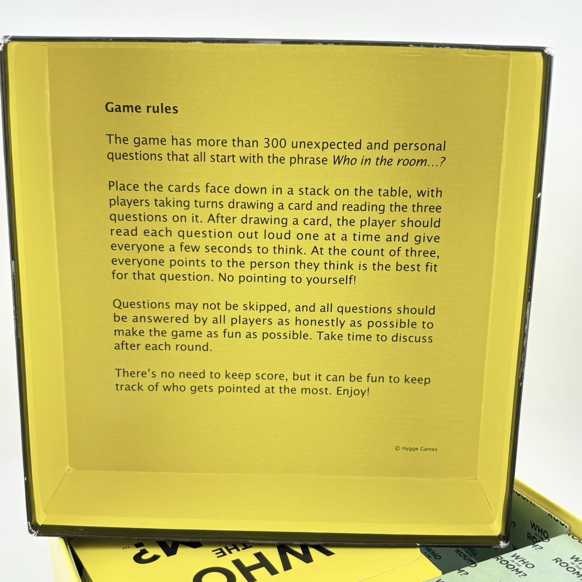 Who in the Room? Party Game by Hygge Games Friends 17+ Game Complete VGC