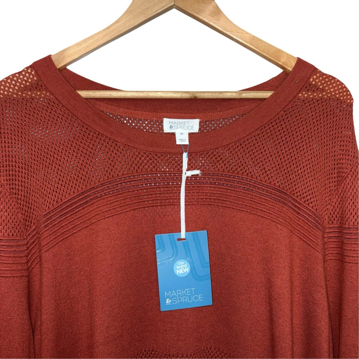 Market & Spruce Size 2XL Jumper Pullover Long Sleeve "Rowan" Rust Red New