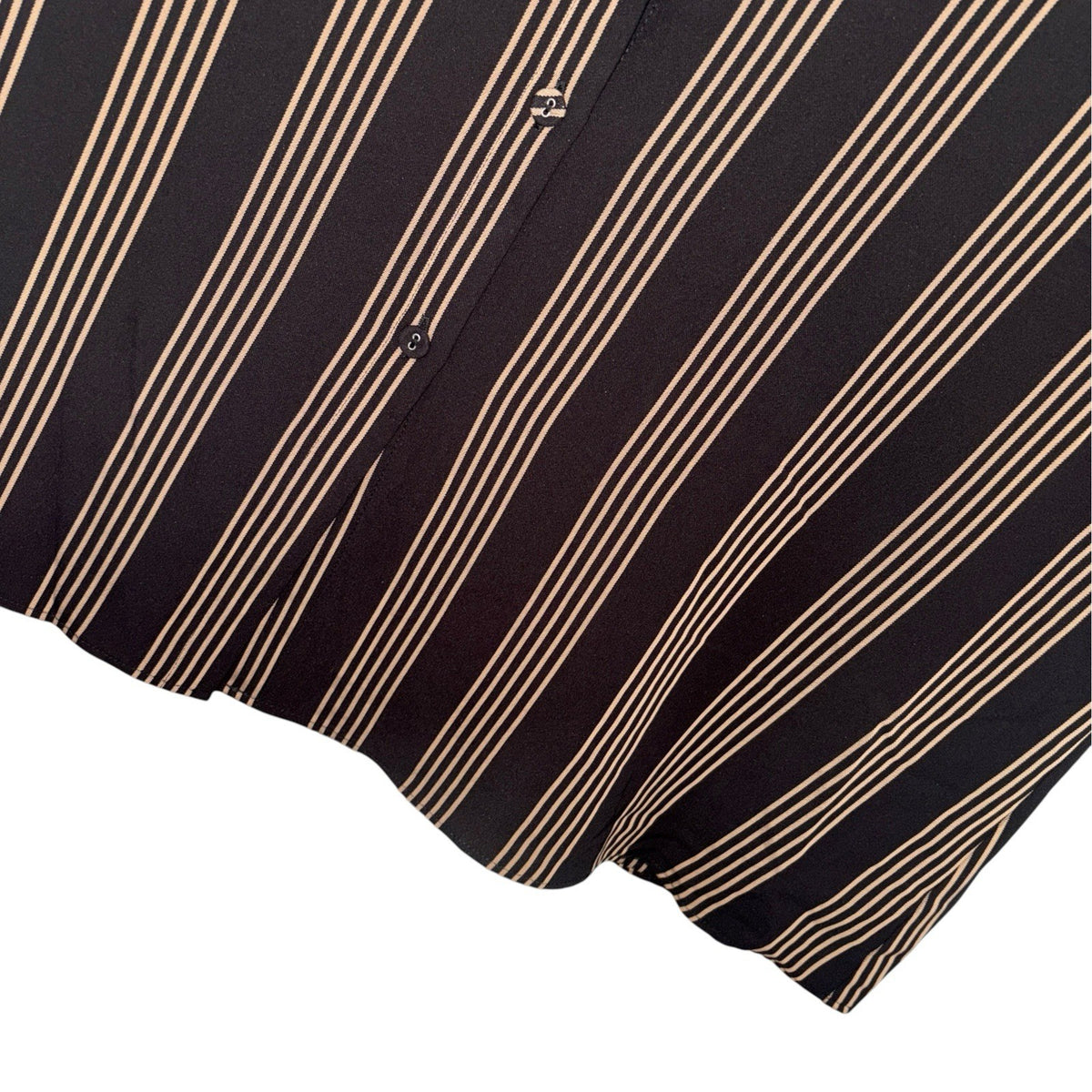 BNWT H&M Women's Size UK 14 A-Line Skirt Black Brown Stripes Button Front Work