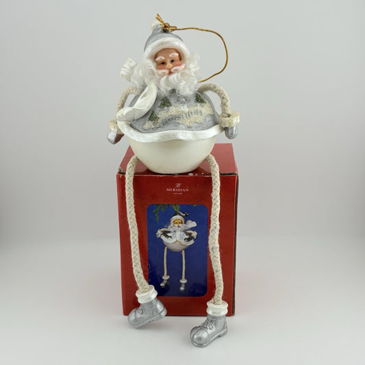 Salco Meridian Collection Hanging Christmas Ornament Silver Santa Claus VGC
