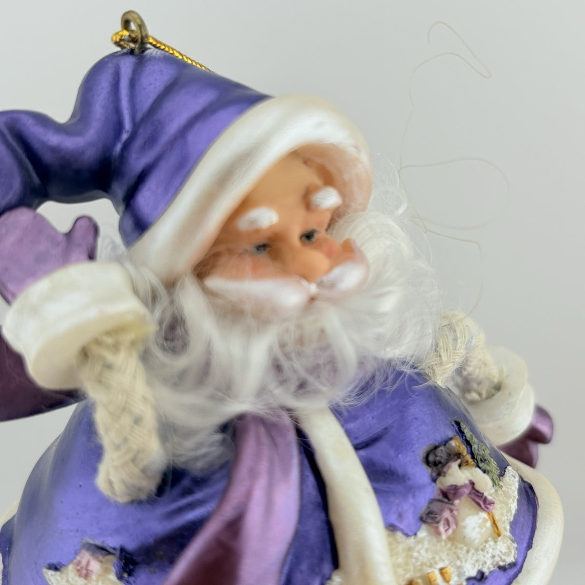 Salco Meridian Collection Hanging Christmas Ornament Purple Santa Claus VGC