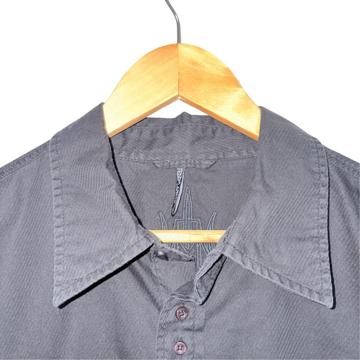 Teddy Smith Men's Size L Black Short Sleeve Shirt Double Button Embroidery VGC