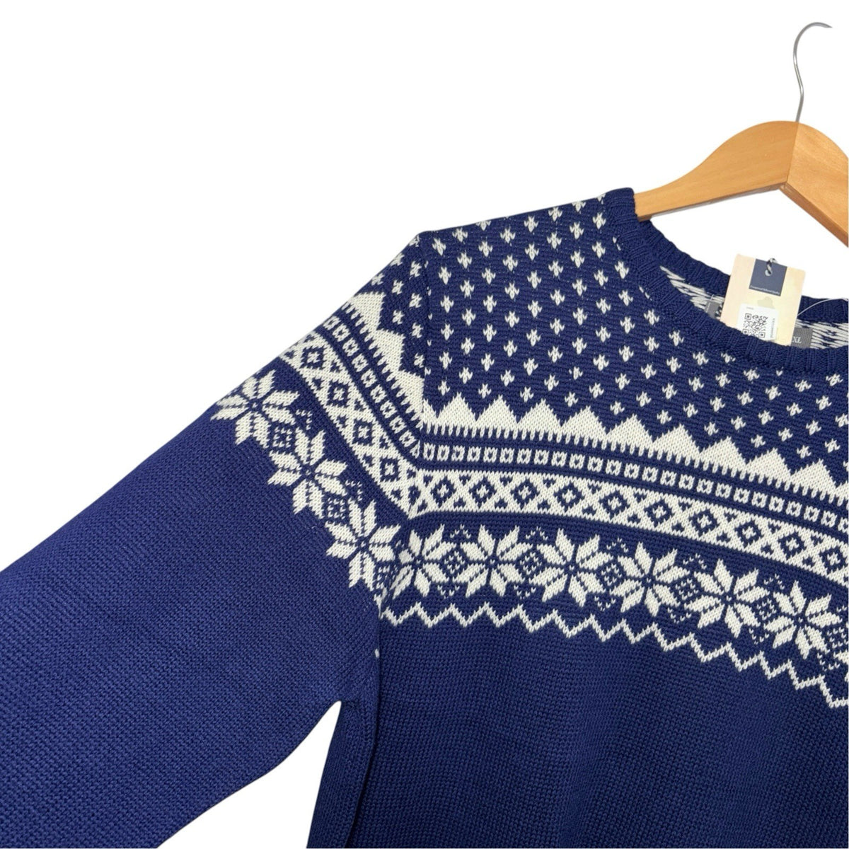 Samuel Windsor Size 2XL Navy Blue Fair Isle Patterned Knit Jumper Wool Blend New